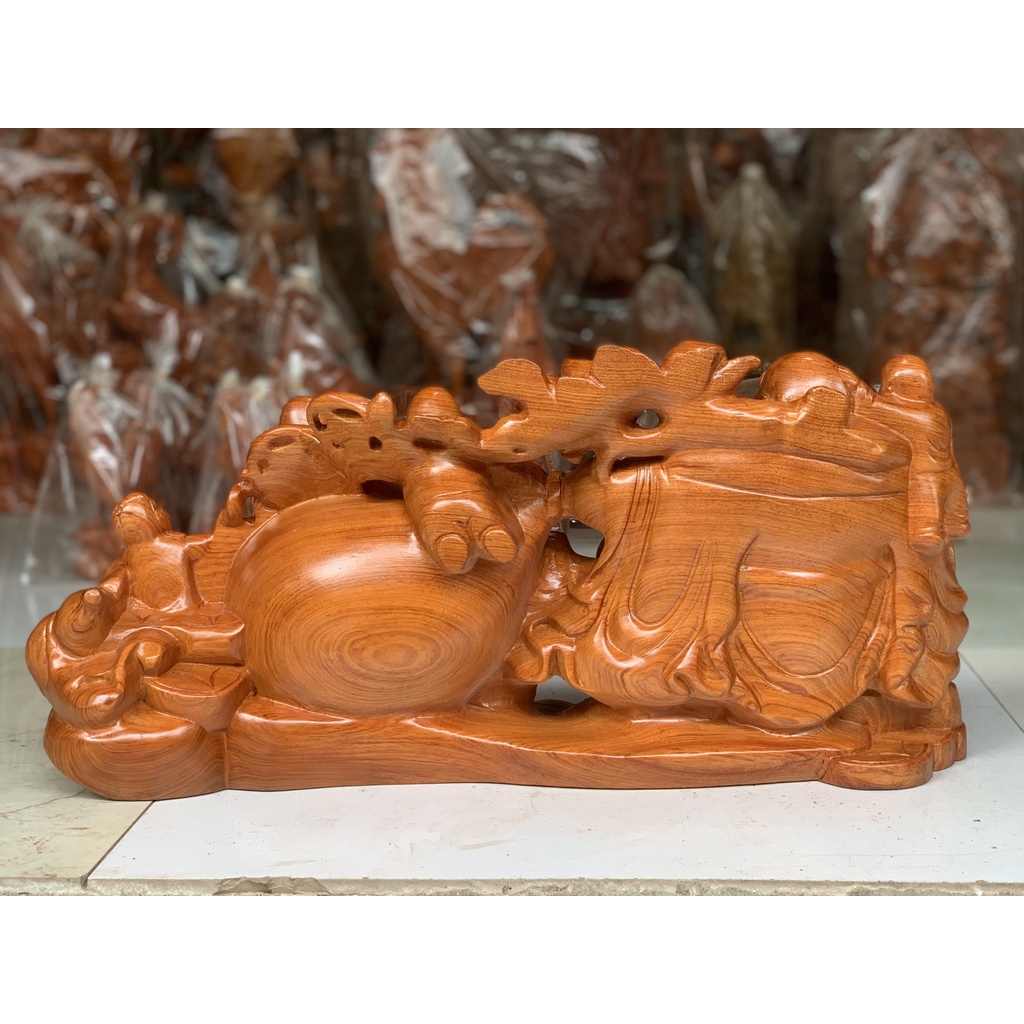 Tượng Kéo Bao Tiền Ngũ Phúc, Gỗ Hương Đá, Bày Bàn Kệ Tủ...KT: ngang50x23x13