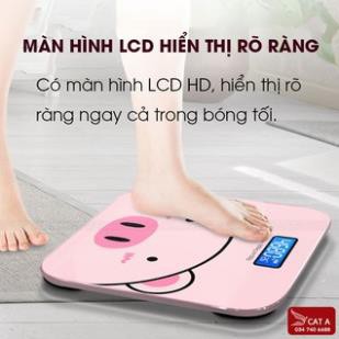 Cân Điện Tử, Cân Sức Khỏe Hình Heo Hồng Sạc Pin Xinh Xắn, Trọng Lượng Tối Đa 200Kg, Tặng Kèm Thước Dây,Bảo Hành 12 Tháng