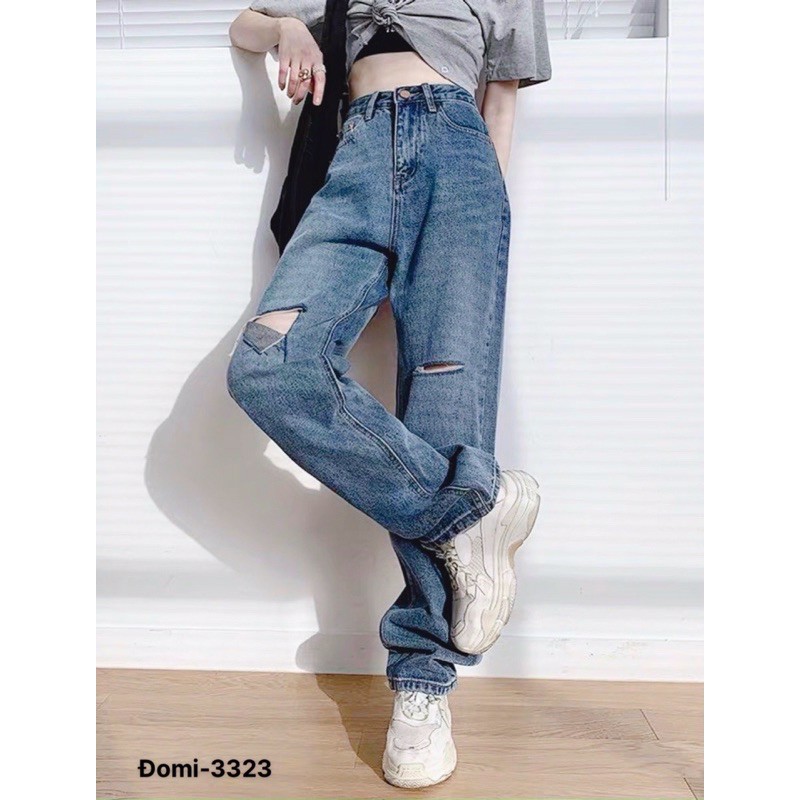 Quần Baggy Nữ Quần Baggy Jean Nữ Lưng Cao Rách Kiểu. Quần Jean Nữ Size Nhỏ Ms3323