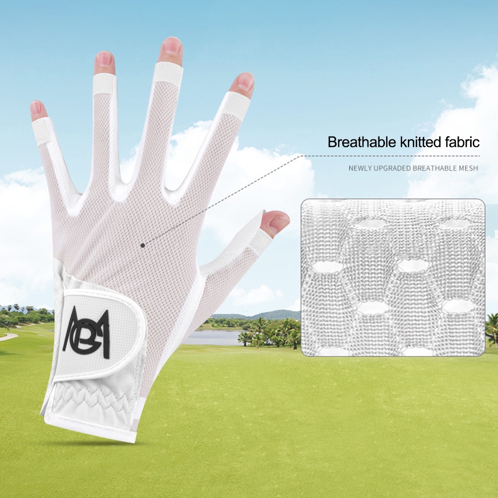 1 Đôi Găng Tay Đánh Golf Hở Ngón Bằng PU Phối Lưới Thoáng Khí Chống Trượt ST028 Cho Nữ