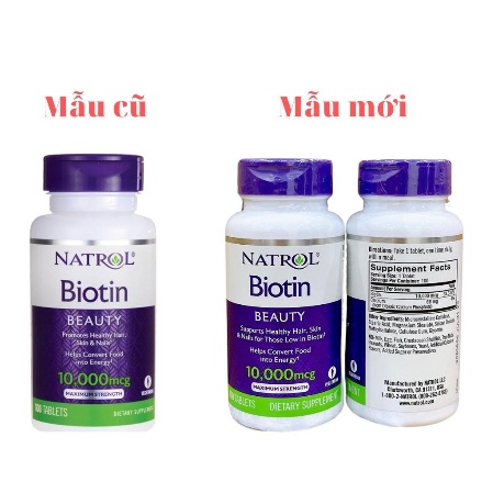 Viên Uống Hỗ Trợ Mọc Tóc Và Chống Rụng Tóc Natrol Biotin 10,000mcg Hộp 100 Viên - Wincymart