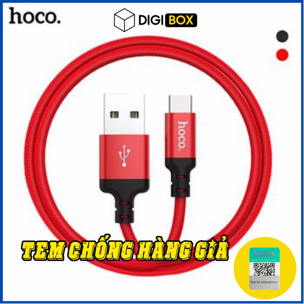 Dây Sạc Type-C Hoco X14 Sạc Nhanh Tối Đa 2.4A Truyền Dữ Liệu Tốc Độ Cao, Kích Thước 1M Và 2M Dây Dù Chống Đứt, Chống Rối