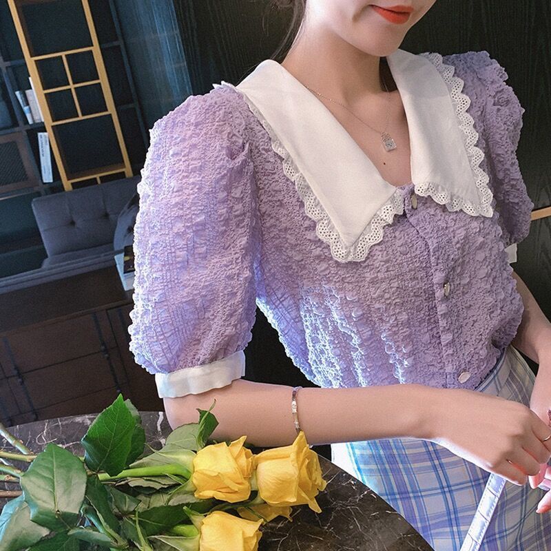 Áo Kiểu Tay Phồng Cổ Búp Bê Thời Trang Mùa Xuân 2020 Xinh Xắn