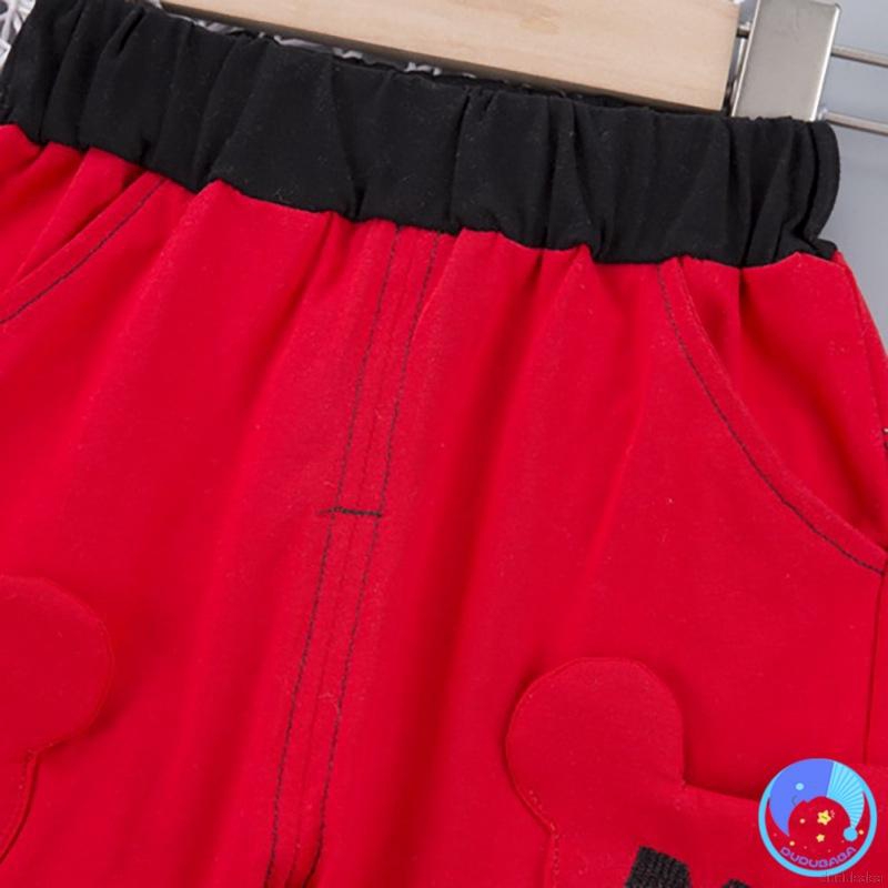 Bộ Áo Thun Tay Ngắn &amp; Quần Đùi Họa Tiết Hoạt Hình Thời Trang Mùa Hè Bằng Vải Cotton Cho Bé Trai Từ 0-4 Tuổi