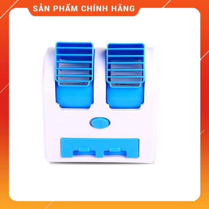 Quạt đá điều hòa mini 2 cửa gió chạy điện 5V hoặc 3 pin AA (Xanh dương) 1000000340