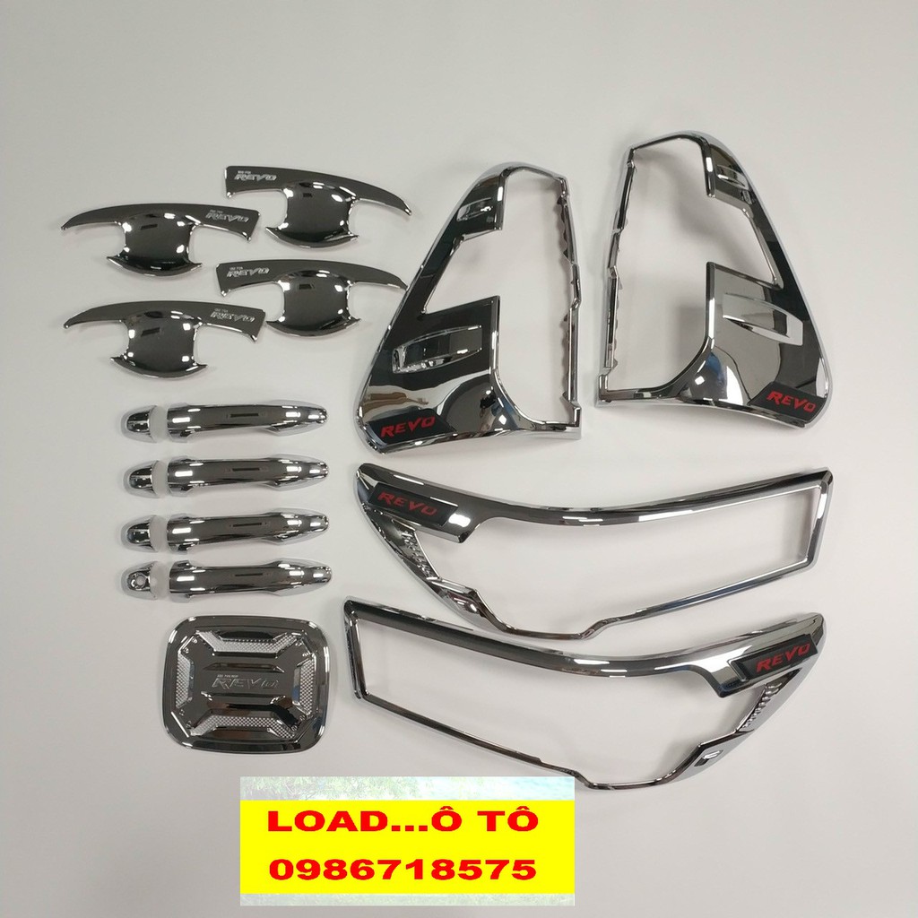 Bộ Ốp Viền Đèn, Tay Hõm, Nắp Xăng Toyota Hilux 2021-2022 Hàng Nhựa ABS Mạ Crom Sáng Bóng