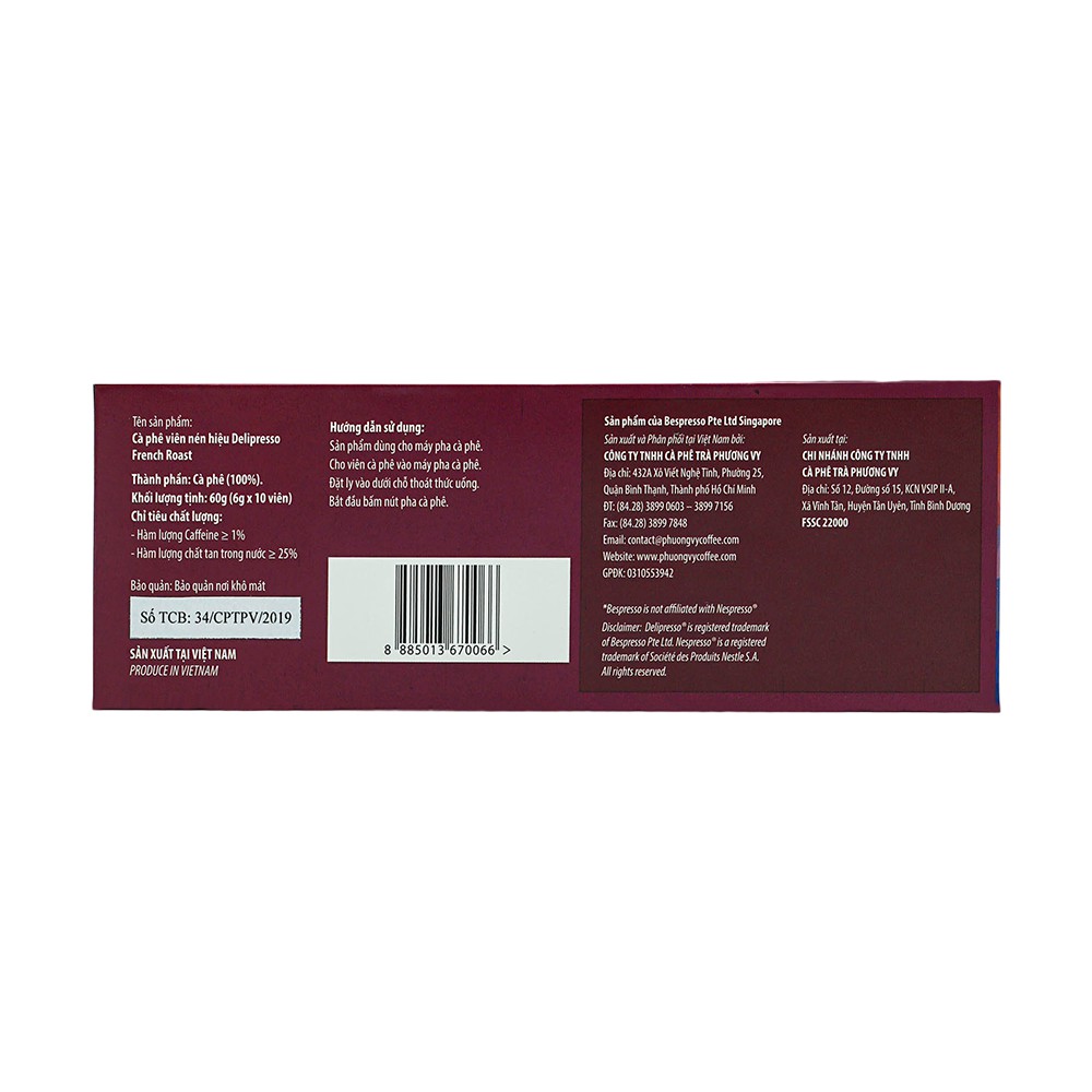 Capsules - French Roast - 10 viên x 6g - Cà Phê Viên Nén Delipresso - Phương Vy Coffee | BigBuy360 - bigbuy360.vn