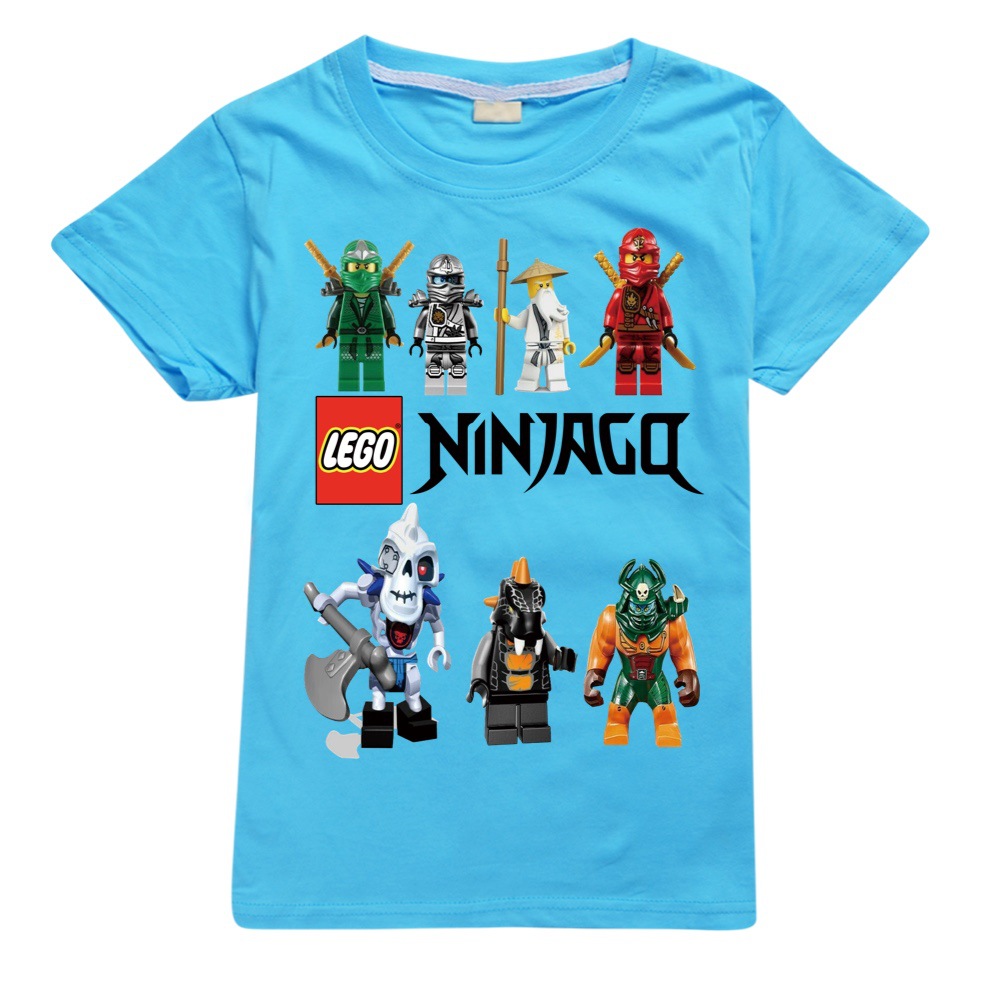 Áo Thun 100% Cotton Cổ Tròn In Hình Lego Ninjago Thời Trang Mùa Hè Cho Bé Trai