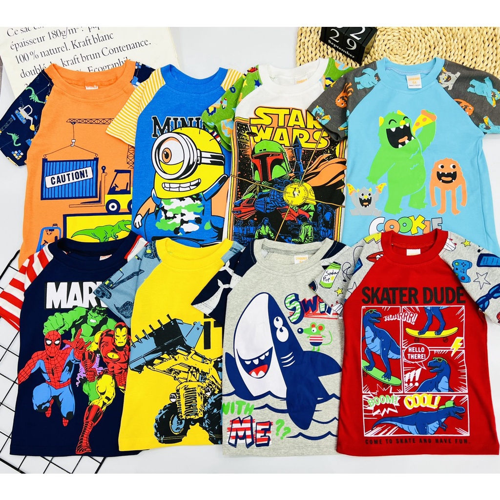 Đồ bộ bé trai tay ngắn quần dài thun cotton vnxk 22 42kg J498