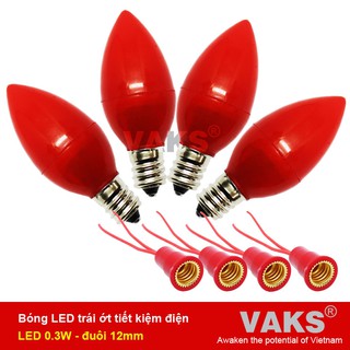 BỘ ĐÈN LED 4 TRÁI ỚT + 4 ĐUÔI VẶN, TIẾT KIỆM ĐIỆN ĐUÔI VẶN E12-220V, có 5 màu.