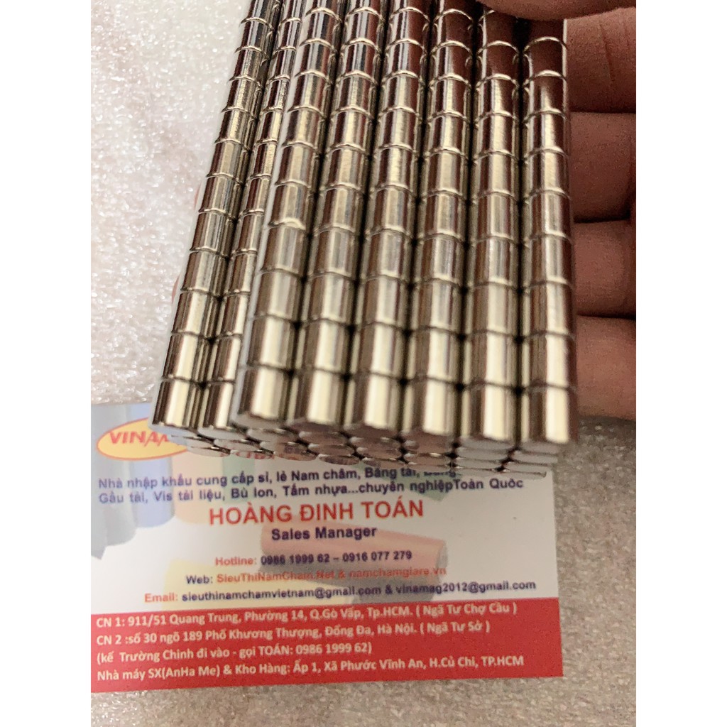 (BÁN LẺ ) nam châm viên 6x6mm N38 HÌNH TRỤ