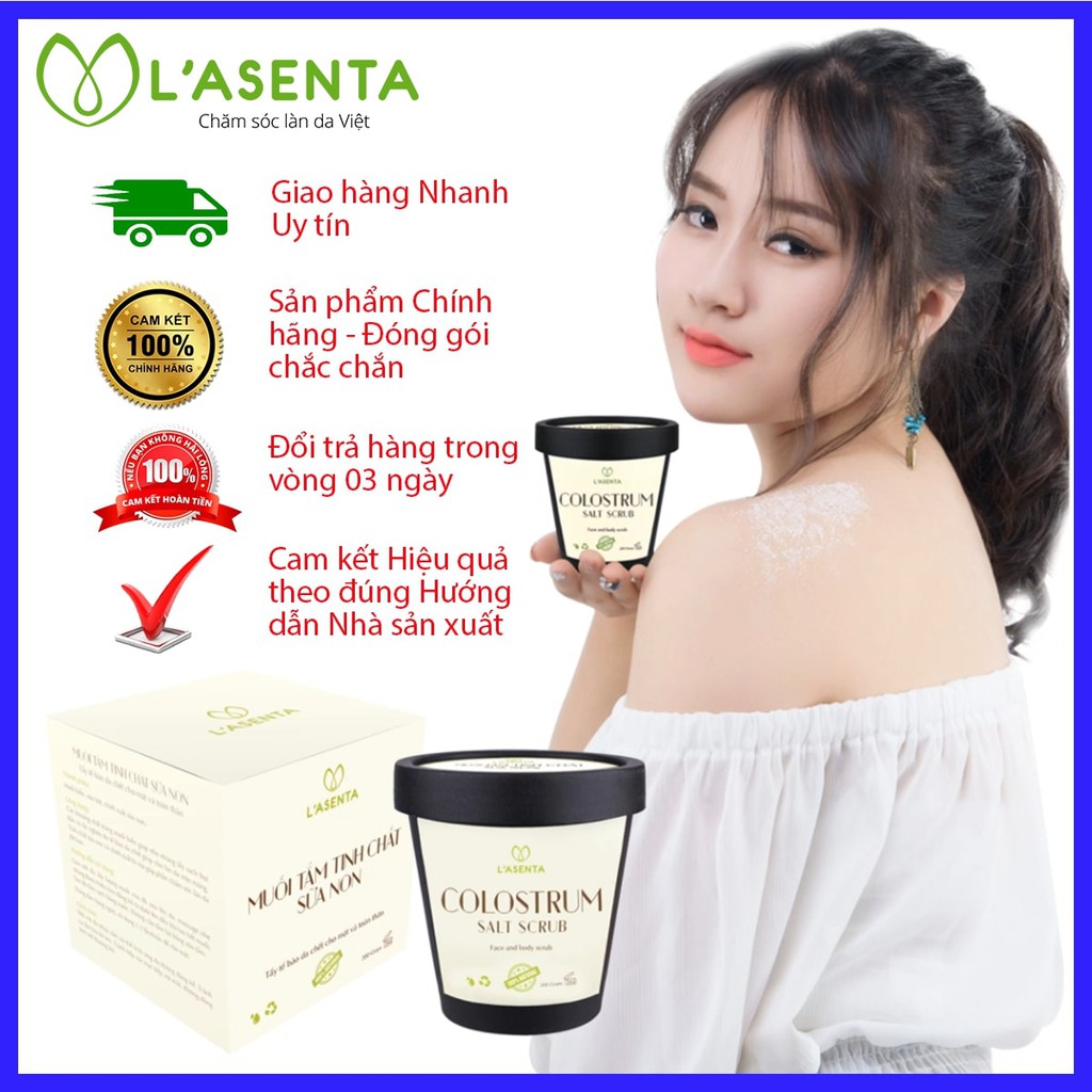 MUỐI TẮM LOẠI BỎ MỤN LƯNG, VIÊM NANG LÔNG KẾT HỢP TẨY TẾ BÀO DA CHẾT BODY LASENTA - TINH CHẤT SỮA NON 200GR