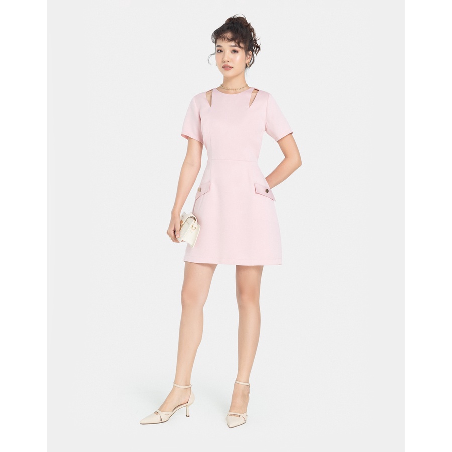 Đầm Mini Thời Trang Nữ JUNO Tay Ngắn Cut Out Vai JNDLU029
