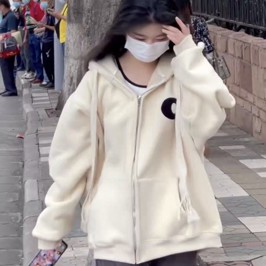 Áo Khoác Cardigan Có Mũ Trùm Dày Dặn Dáng Rộng Kiểu Năm Mới Thời Trang Thu Đông Cho Học Sinh