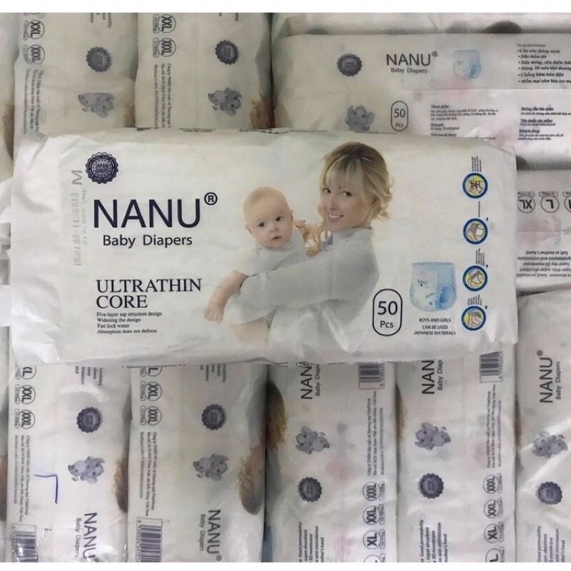 Bỉm quần, tã quần Nanu bịch 50 miếng đủ size M50/L50/XL50/XXL50/XXXL50