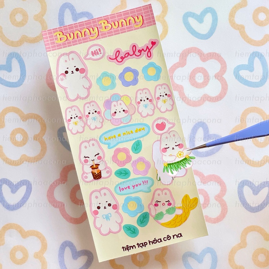 Bunny Bunny Vinyl Sticker sheet - Sticker/ hình dán trang trí cute chống nước - tiemtaphoacona