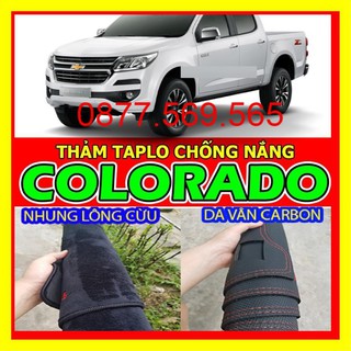 Cao cấp- thảm taplo chevrolet colorado 2021-2020-2019-2018-2017-2016-da vân carbon-nhung lông cừu