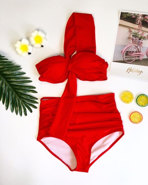 Bikini xoắn ngực choàng vai quần nhún( nhiều màu) | BigBuy360 - bigbuy360.vn