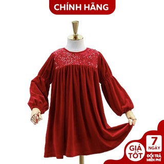 Váy nhung dài tay đón Tết T01 Jumping Meters cho bé gái