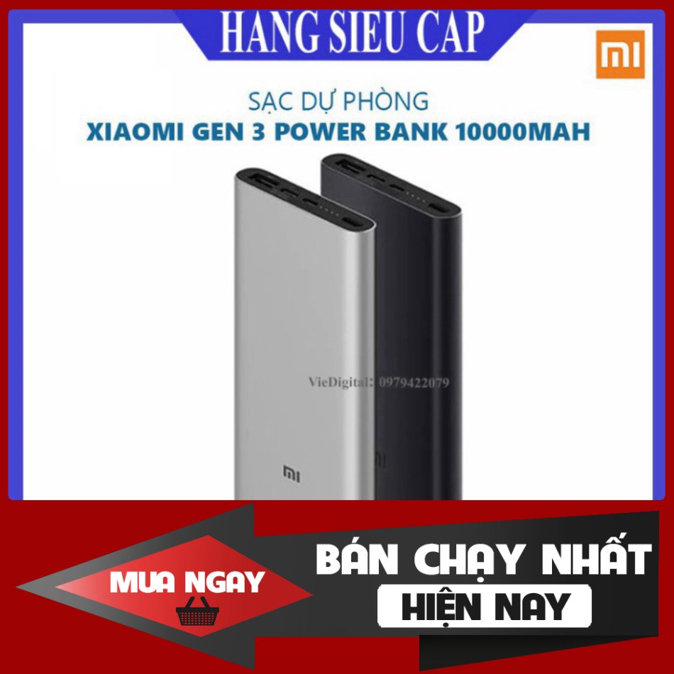 SIÊU PHÂM HẠ GIÁ [Xiaomi Gen3] Sạc Dự Phòng, Pin Sạc Dự Phòng Xiaomi Type-C gen3 pro 10000mAh-Hỗ trợ sạc nhanh 18W Cả 2 