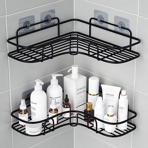 kệ góc sơn tích điện Kệ Góc Phun Sơn Tĩnh Điện Dán Tường Siêu Dính Đựng Đồ Phòng Tắm, Nhà Bếp Tiện Dụng