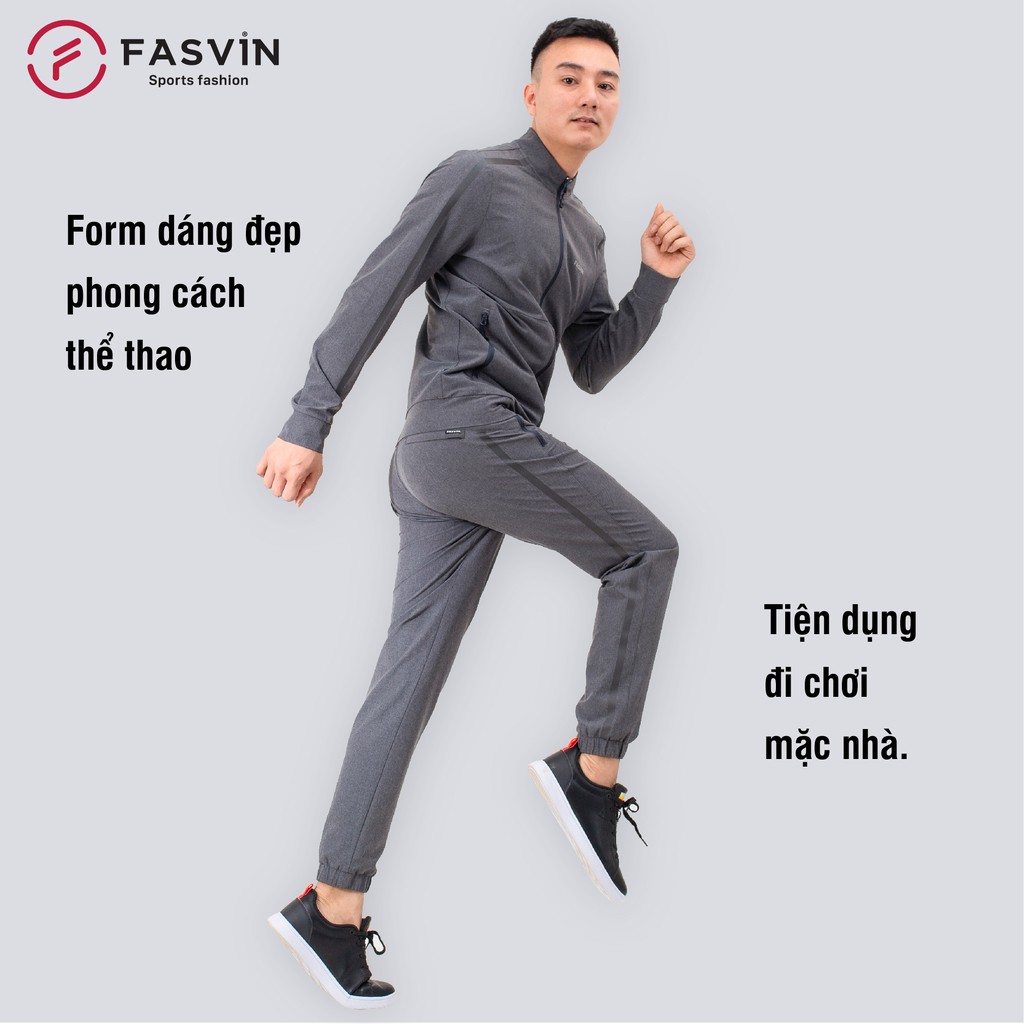 Bộ thể thao nam Fasvin BC20425.SG chất vải một lớp mềm mại co giãn thoải mái