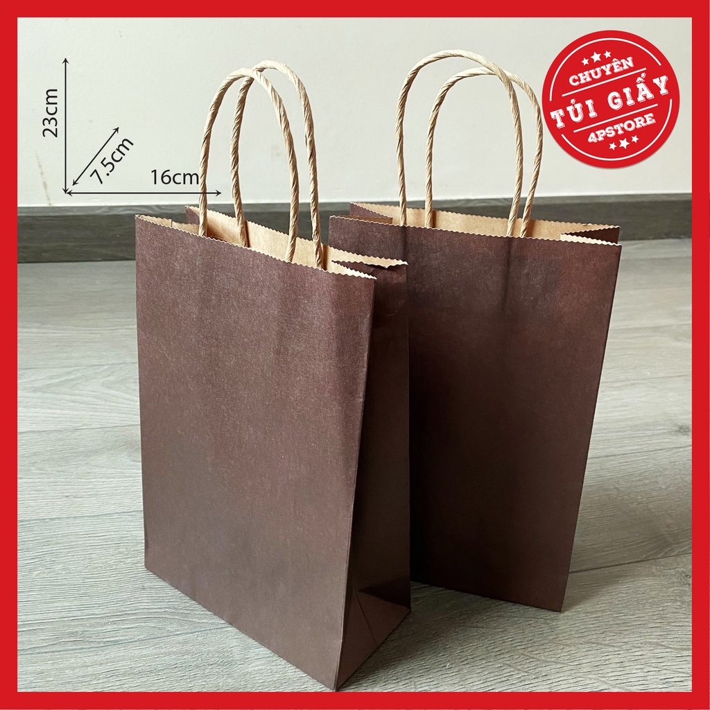 TÚI GIẤY KRAFT NÂU ĐẬM 16x23x7.5CM