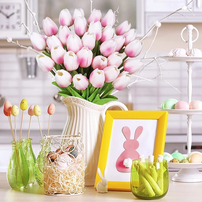 Bộ 10 Bông Tulip Nhân Tạo Trang Trí Tiệc Cưới/Giáng Sinh