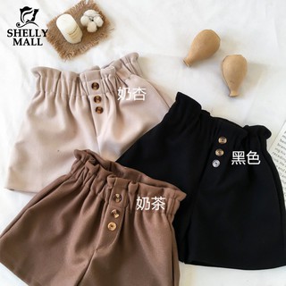 Quần short lưng cao ống rộng co dãn cho nữ