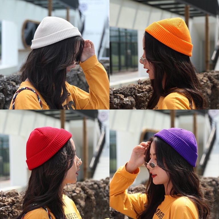 [Sỉ Tận Gốc] Mũ Len Beanie Trơn Dáng Ngắn Đủ Màu Cho Người Lớn, Trẻ Em (Ảnh &amp; video thật) 21cm