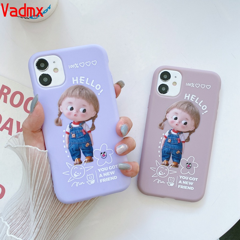 Ốp điện thoại hình cô bé hoạt hình cho OPPO A31 A9 A5 2020 A92S Reno Realme X2 XT X AX7 F11 2 F9 Pro A83 F1s A57 A39