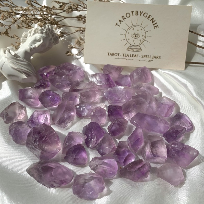 Đá tự nhiên raw amethyst dùng trong thanh tẩy, thiền định - Tarotbygenie
