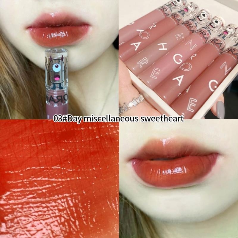 Son Bóng Hiệu Ứng Gương Màu Cam Dưỡng Ẩm Lâu Trôi Không Thấm Nước