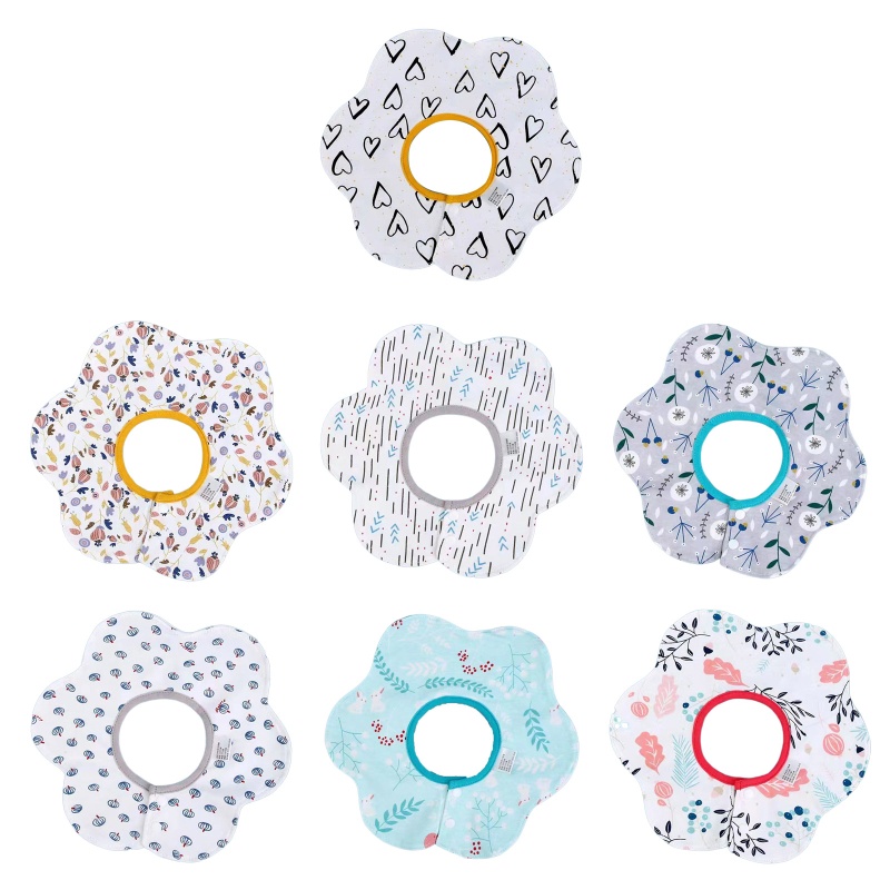 Yếm Ăn Cotton Dệt Kim Thoáng Khí Chống Nước Xoay 360 Độ Dễ Thương Cho Bé