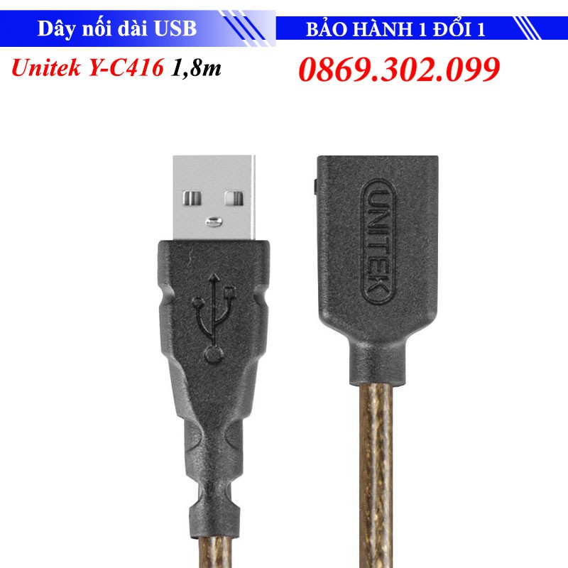 Dây nối dài USB Unitek Y-C416 1,8m