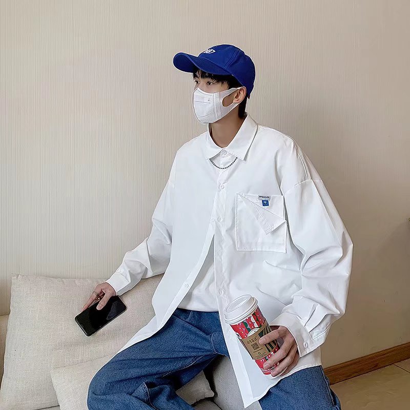 áo dài tay áo sơ mi nam phong cách Hàn Quốc áo sơ mi lụa nam tiếng Nhật áo sơ mi nữ lụa from rộng áo sơ mi đẹp unisex áo sơ mi trắng