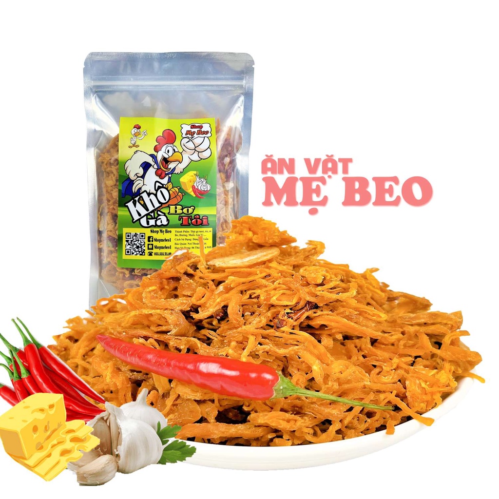 500Gr Khô gà bơ tỏi xé cay ăn vặt cực ngon