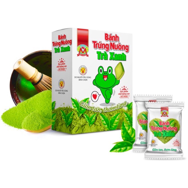 45g Bánh trứng nướng TRÀ XANH matcha – Baked Egg & MATCHA GREEN TEA Cookie - GIÒN TAN – ÍT ngọt –theo chuẩn BQL ATTP HCM