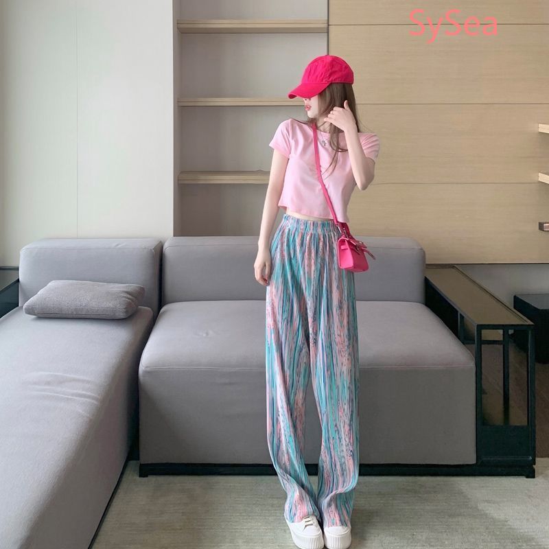 Quần dài ống rộng lưng cao thời trang mùa hè dành cho nữ