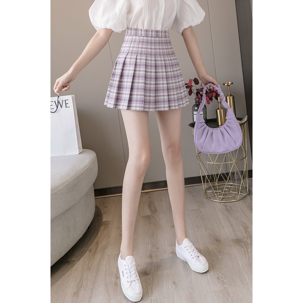 Chân Váy Ngắn Chữ A Xếp Ly Kẻ Sọc Caro Màu Phong Cách Hàn Quốc Cho Nữ | BigBuy360 - bigbuy360.vn