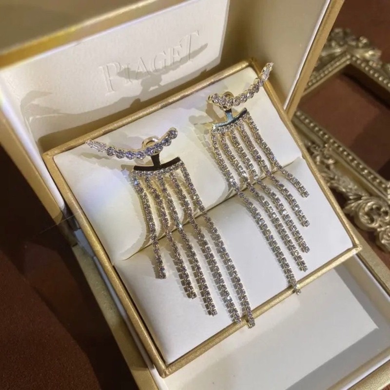 1 Đôi Bông Tai Dáng Dài Đính Đá Zircon Lấp Lánh Sang Trọng Thời Trang Cho Nữ