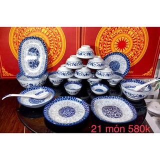 Bộ bát đĩa bát tràng - bộ bát đĩa cao cấp giả cổ cao cấp