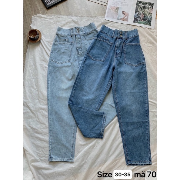 Bigsize(30-35) Quần Bagyy Jeans Nữ 2 Nút 2 Túi VNXkFreeship Size Lớn Chất Xịn Ms 70 - TC Shop Jeans