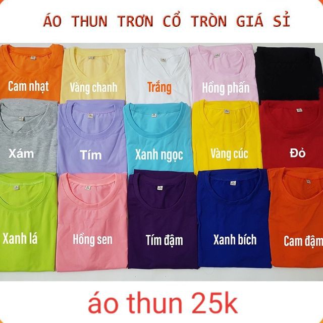 ÁO THUN CỔ TRÒN TRƠN NAM NỮ NHIỀU MÀU GIÁ SỈ