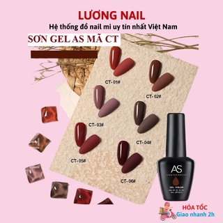 Sơn gel AS màu đỏ nâu tây nâu cà phê nâu caramen phụ kiện nail chai 15ml mã CT