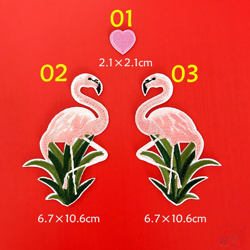 Miếng vá ủi/thêu hình chim hồng hạc xinh xắn trang trí quần áo DIY