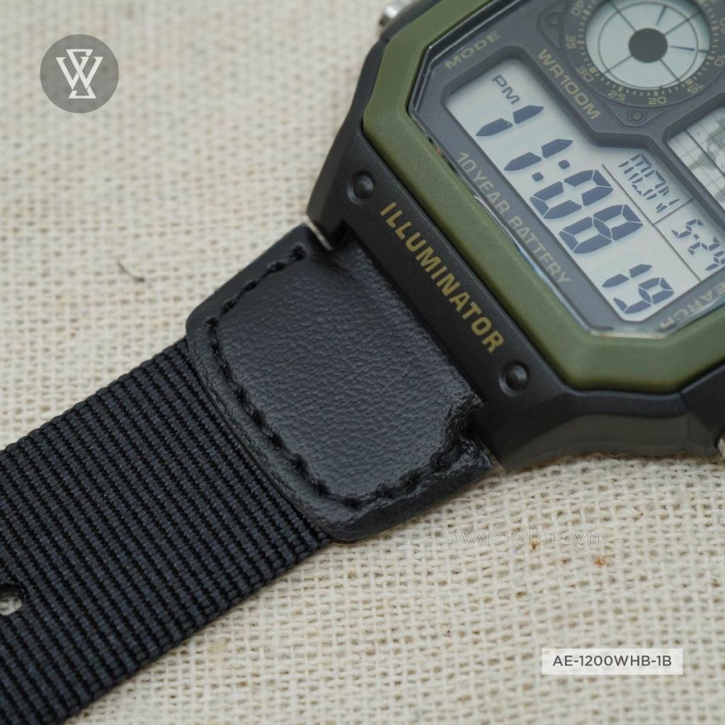 Đồng Hồ Điện Tử Nam Casio WATCHSTORE AE-1200WHB-1BVDF Thiết Kế Mặt Kính Nhựa 42mm Kèm Dây Đeo Vải Tiện Lợi