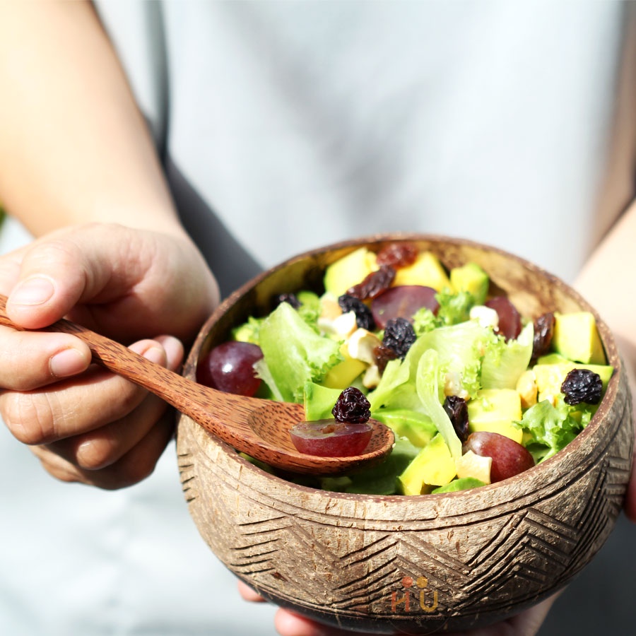 Tô/Bát hoa văn gáo dừa ăn salad rất xinh