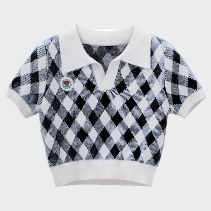 Áo Sơ Mi Dệt Kim Ngắn Tay Cổ Chữ V Thời Trang Mùa Hè 2022