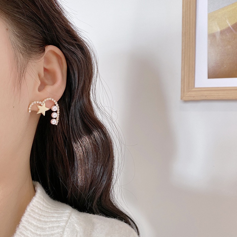 Khuyên Tai Hình Ngôi Sao Đính Đá Ngọc Trai Nhân Tạo Phong Cách Hàn Quốc Thời Trang Cao Cấp Dành Cho Nữ S925